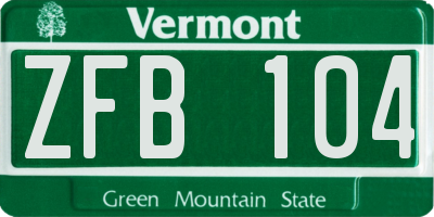 VT license plate ZFB104