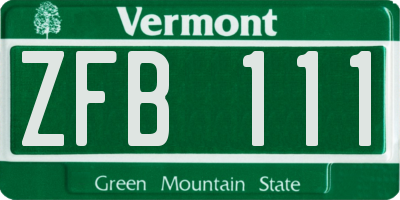 VT license plate ZFB111