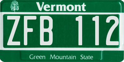 VT license plate ZFB112