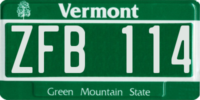 VT license plate ZFB114