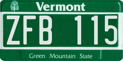 VT license plate ZFB115