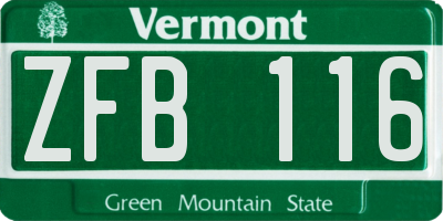 VT license plate ZFB116