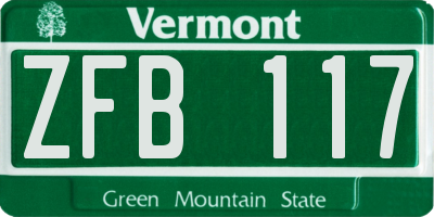 VT license plate ZFB117