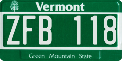 VT license plate ZFB118