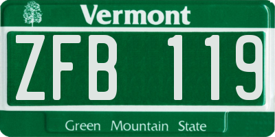 VT license plate ZFB119