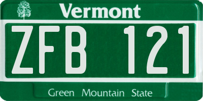 VT license plate ZFB121