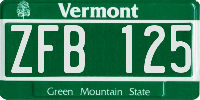 VT license plate ZFB125