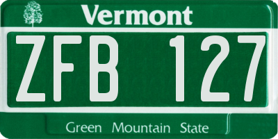 VT license plate ZFB127