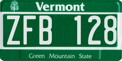 VT license plate ZFB128
