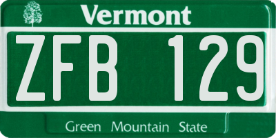 VT license plate ZFB129