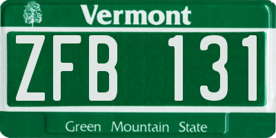 VT license plate ZFB131