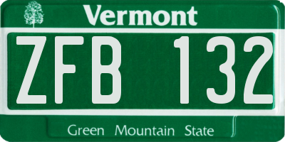 VT license plate ZFB132