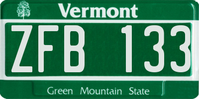 VT license plate ZFB133