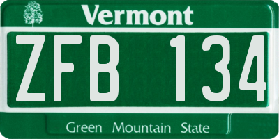 VT license plate ZFB134
