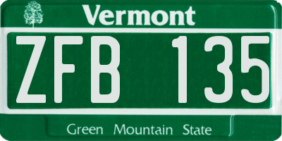 VT license plate ZFB135