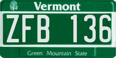 VT license plate ZFB136