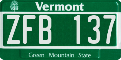 VT license plate ZFB137