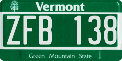 VT license plate ZFB138