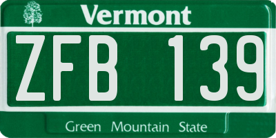 VT license plate ZFB139