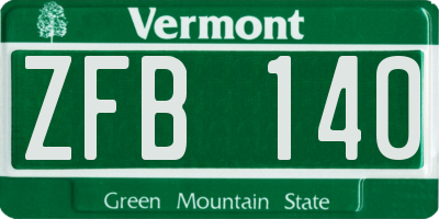 VT license plate ZFB140