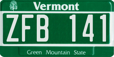 VT license plate ZFB141