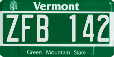 VT license plate ZFB142