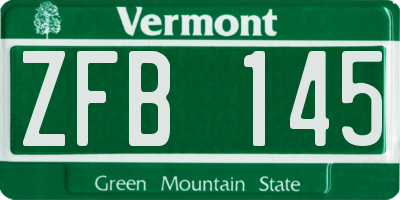 VT license plate ZFB145