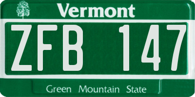 VT license plate ZFB147