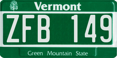 VT license plate ZFB149
