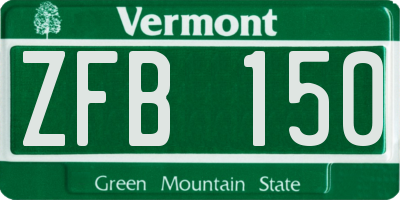 VT license plate ZFB150
