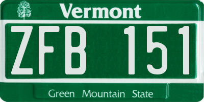 VT license plate ZFB151
