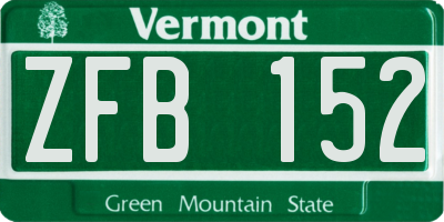 VT license plate ZFB152