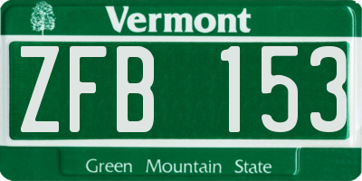 VT license plate ZFB153