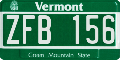 VT license plate ZFB156