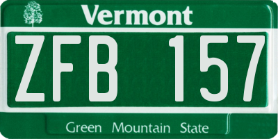 VT license plate ZFB157