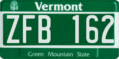 VT license plate ZFB162