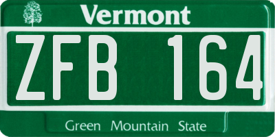 VT license plate ZFB164
