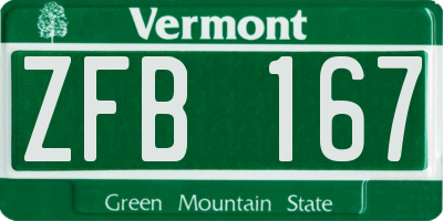 VT license plate ZFB167