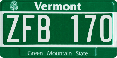 VT license plate ZFB170