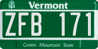VT license plate ZFB171