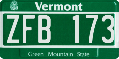 VT license plate ZFB173