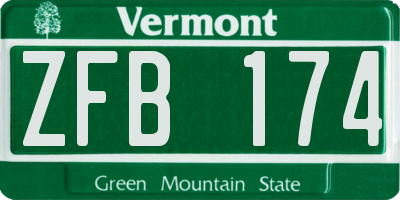 VT license plate ZFB174