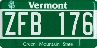 VT license plate ZFB176
