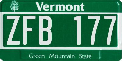 VT license plate ZFB177