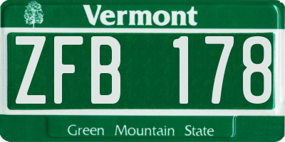 VT license plate ZFB178