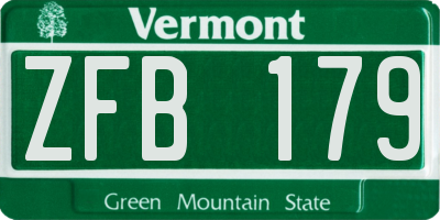 VT license plate ZFB179