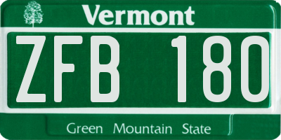 VT license plate ZFB180