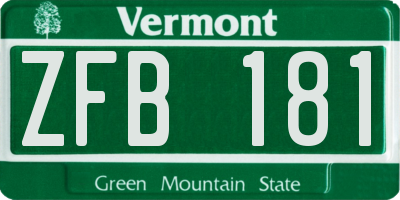 VT license plate ZFB181