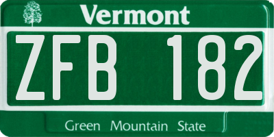 VT license plate ZFB182