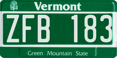 VT license plate ZFB183